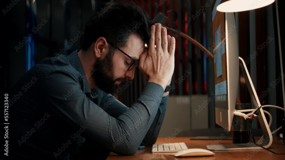 desperate man having problem in office 