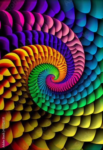  Fractal Grid illusion of Spiral Fibonacci Multicolor Gradient Background