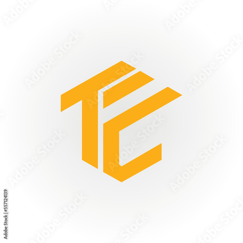 Abstract initial letter TE or ET logo in yellow color isolated in white background applied for electrician business logo also suitable for the brands or companies have initial name ET or TE.