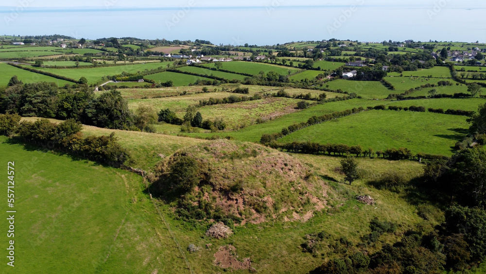 Aerial view of Knockdhu Moat at Cairncastle Co Antrim Northern Ireland