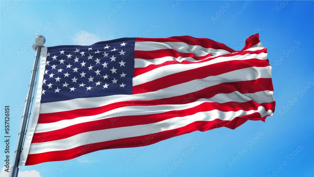 American Flag Loop. Independence Day USA. Realistic 4K. 30 fps flag of the US. American Flag waving in the wind. Seamless loop with highly detailed fabric texture. Loop ready in 4k resolution. American Flag Loop. Independence Day USA. Realistic 4K. 30 fps flag of the US. American Flag waving in the wind. Seamless loop with highly detailed fabric texture. Loop ready in 4k resolution.