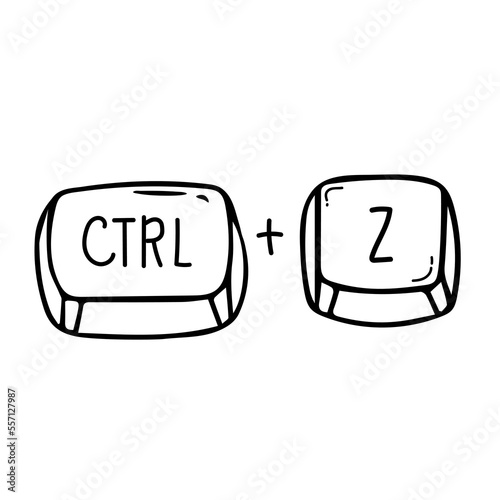 Ctrl z keyboard keys. Button on flat style. Isolated vector sign.