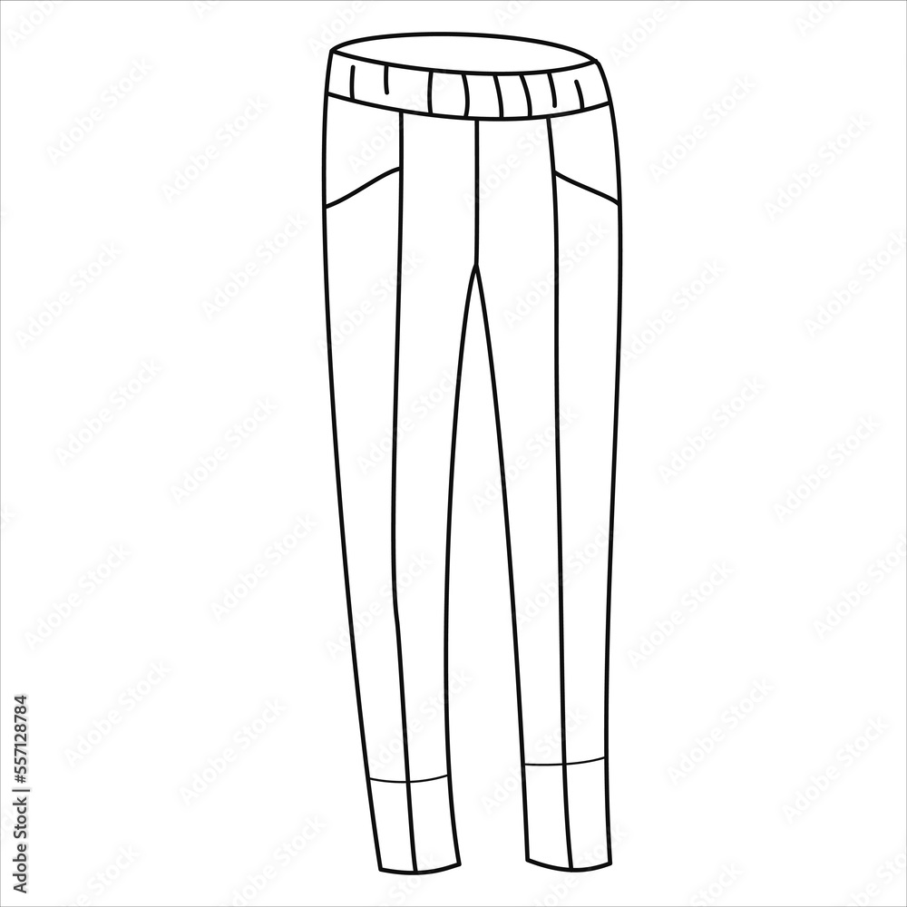 Vector black line illustration of tight trousers. Vector black line illustration of tight trousers.