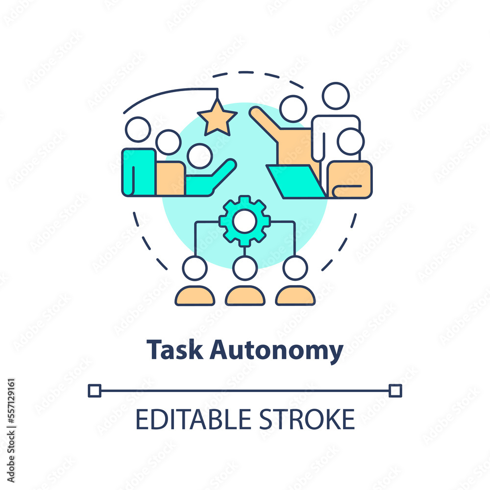 Task autonomy concept icon. Incentives for team. Project planning benefit abstract idea thin line illustration. Isolated outline drawing. Editable stroke. Arial, Myriad Pro-Bold fonts used Task autonomy concept icon. Incentives for team. Project planning benefit abstract idea thin line illustration. Isolated outline drawing. Editable stroke. Arial, Myriad Pro-Bold fonts used
