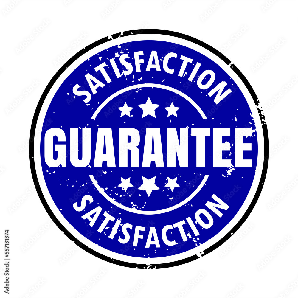 Satisfaction Guarantee Stamp Blue Color Grunge Style Label Seal Isolated Vector