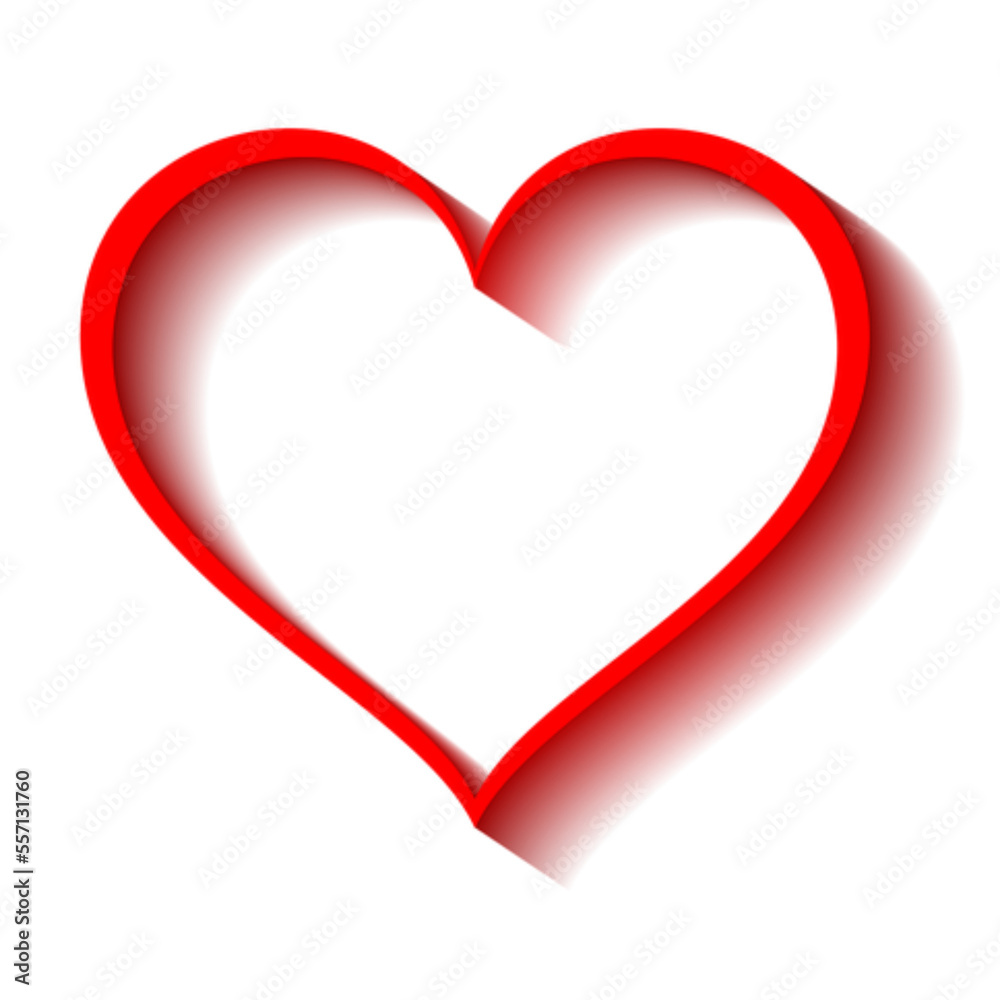 red heart with shadow on white background red heart with shadow on white background