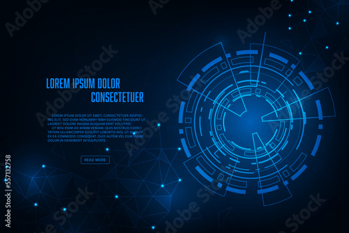 Vector digital hud ring technology adstract blue light background.