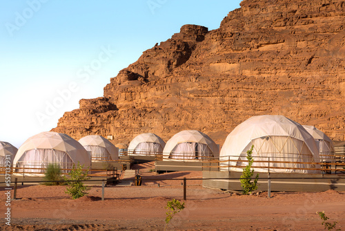 Camp site sphere tents at Wadi Rum Desert, Jordan