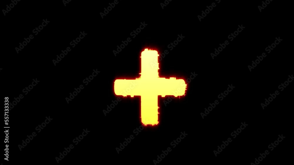 plus, yellow and orange shining animated distortion alphabet, isolated - loop video plus, yellow and orange shining animated distortion alphabet, isolated - loop video