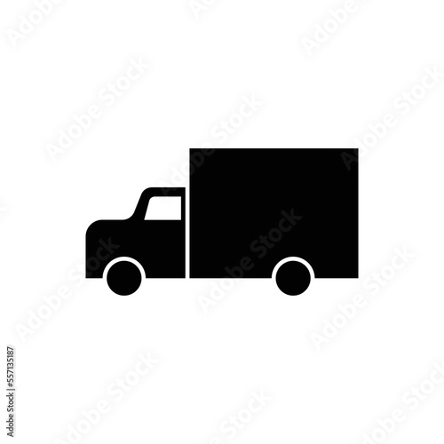 Black truck icon. Transportation for delivery service and shipping of businesses and shops with vector moving