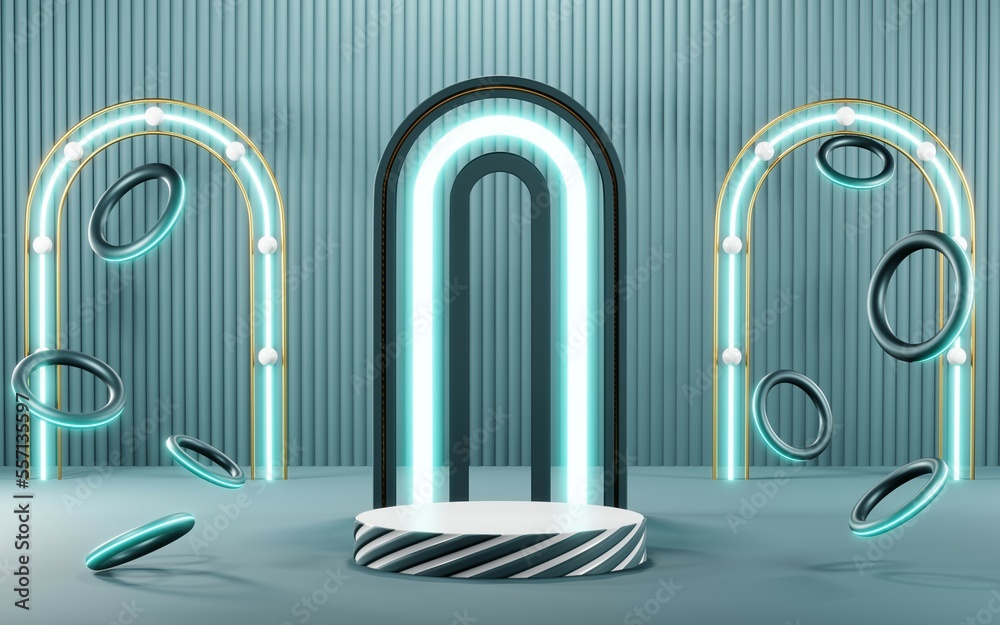 3D render of Podium background in blue tones for displaying cream products. cosmetics 3D render of Podium background in blue tones for displaying cream products. cosmetics