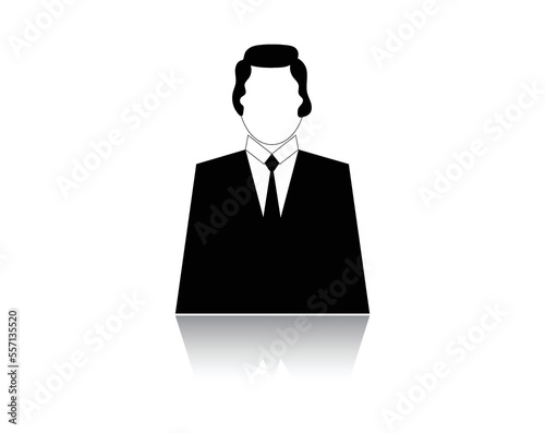 icon vector design of a man in a black suit who usually appears as a presenter or news anchor in a television show
