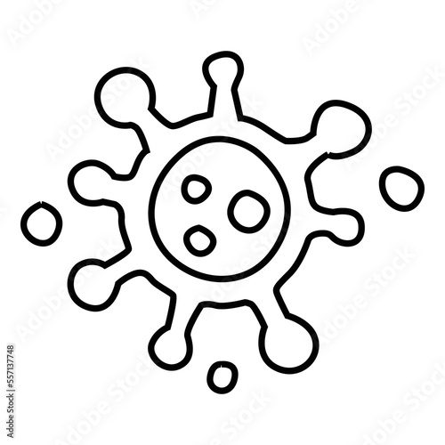 Virus bacterium hand drawn. Dangerous causative agent of epidemics and coronovirus with microscopic vector spiked legs