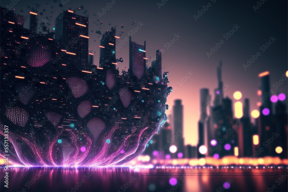 Obraz premium Digital illustration about technology and architecture.