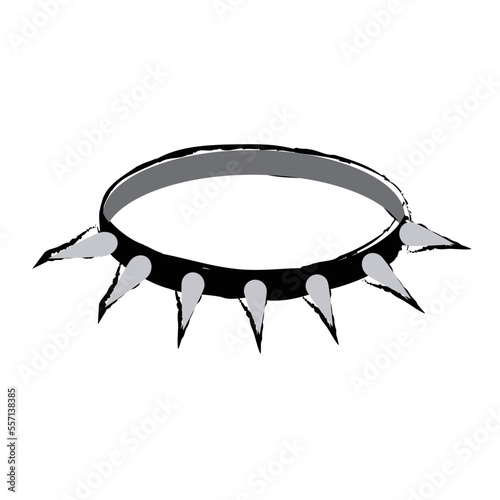 Collar with steel spikes. Dangerous device for fighting dogs and an attribute for style of punks and bdsm vector masochists