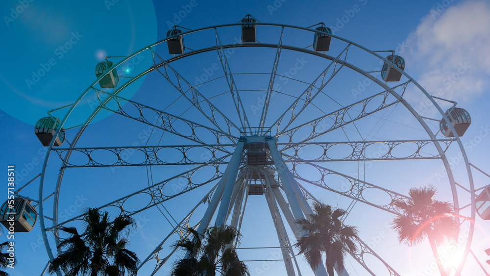 View of giant Ferris wheel at dusk View of giant Ferris wheel at dusk