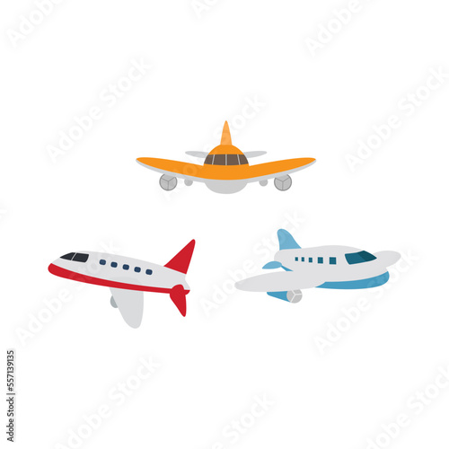 Plane icons set in flat style. plane icon isolated on white background. Perfect for coloring book, textiles, icon, web, painting, books, t-shirt print.