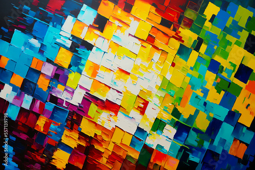 Modern Abstract Oil Painting, Beautiful Colourful Geometric Pattern. Generative AI 