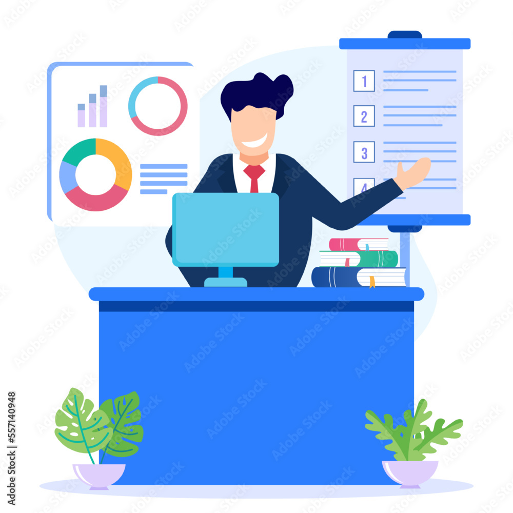 Illustration vector graphic cartoon character of business consulting Illustration vector graphic cartoon character of business consulting
