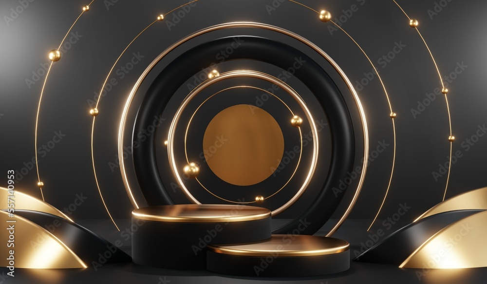 3D rendering of blank product background for cream cosmetics Modern black podium background 3D rendering of blank product background for cream cosmetics Modern black podium background