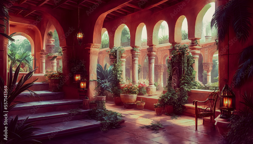 Room in Mexican style, with vibrant colors and traditional details bringing the culture and atmosphere to life. Generative AI