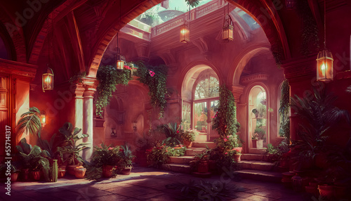 Room in Mexican style, with vibrant colors and traditional details bringing the culture and atmosphere to life. Generative AI © 4K_Heaven