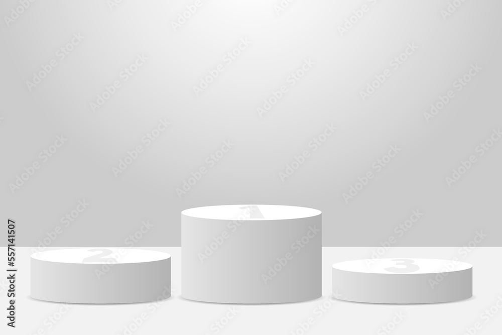 Podium sports awards. Winners celebrate when they won the competition. triumph winning round