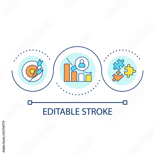Poor strategy loop concept icon. Planning failure. Management problem. Statistic decrease abstract idea thin line illustration. Isolated outline drawing. Editable stroke. Arial font used