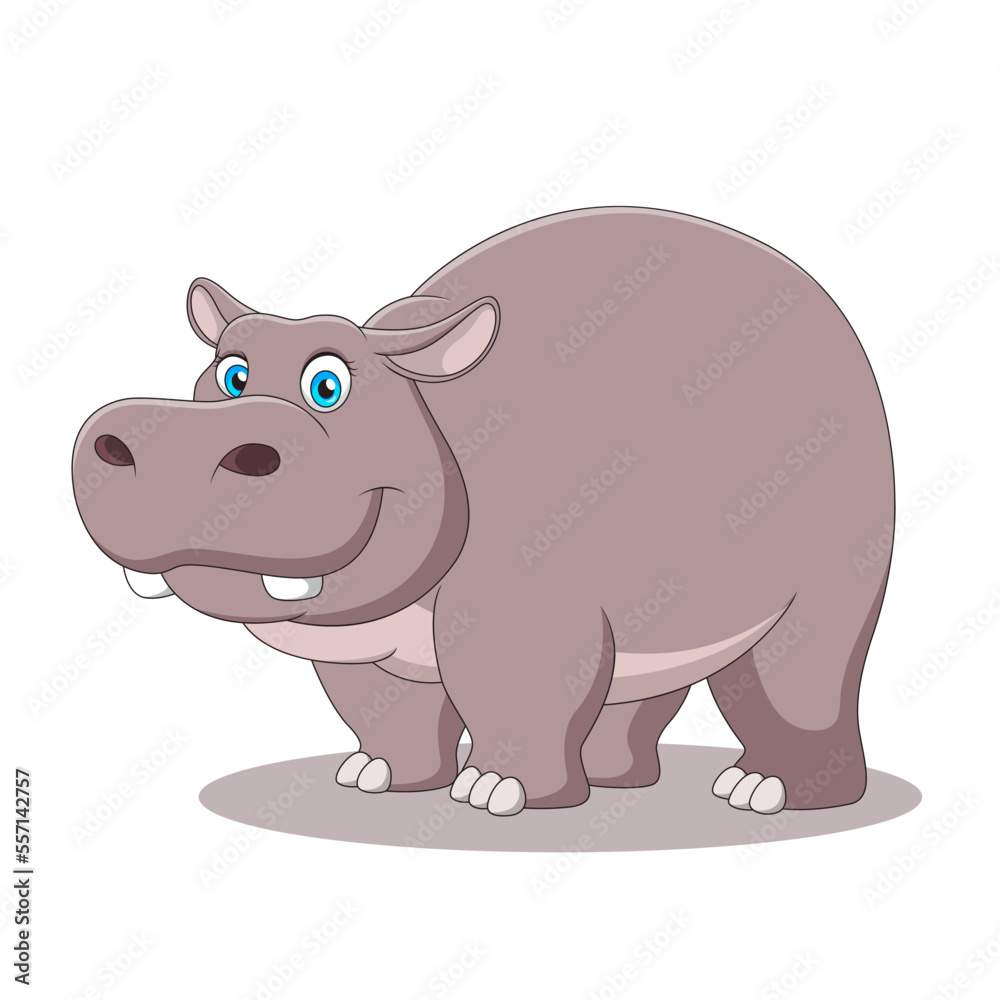 Naklejka premium Cute hippopotamus cartoon. Cute animal cartoon. Vector illustration