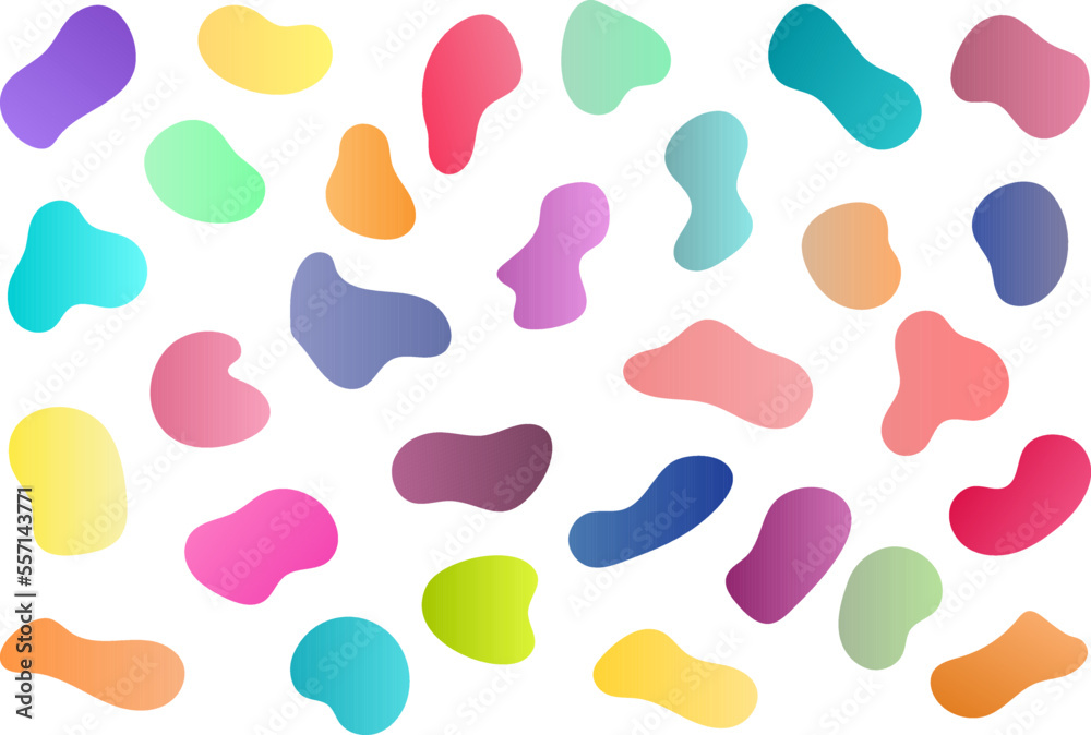 Abstract colourful vector shapes. Liquid elements. Icons set on isolated white background.