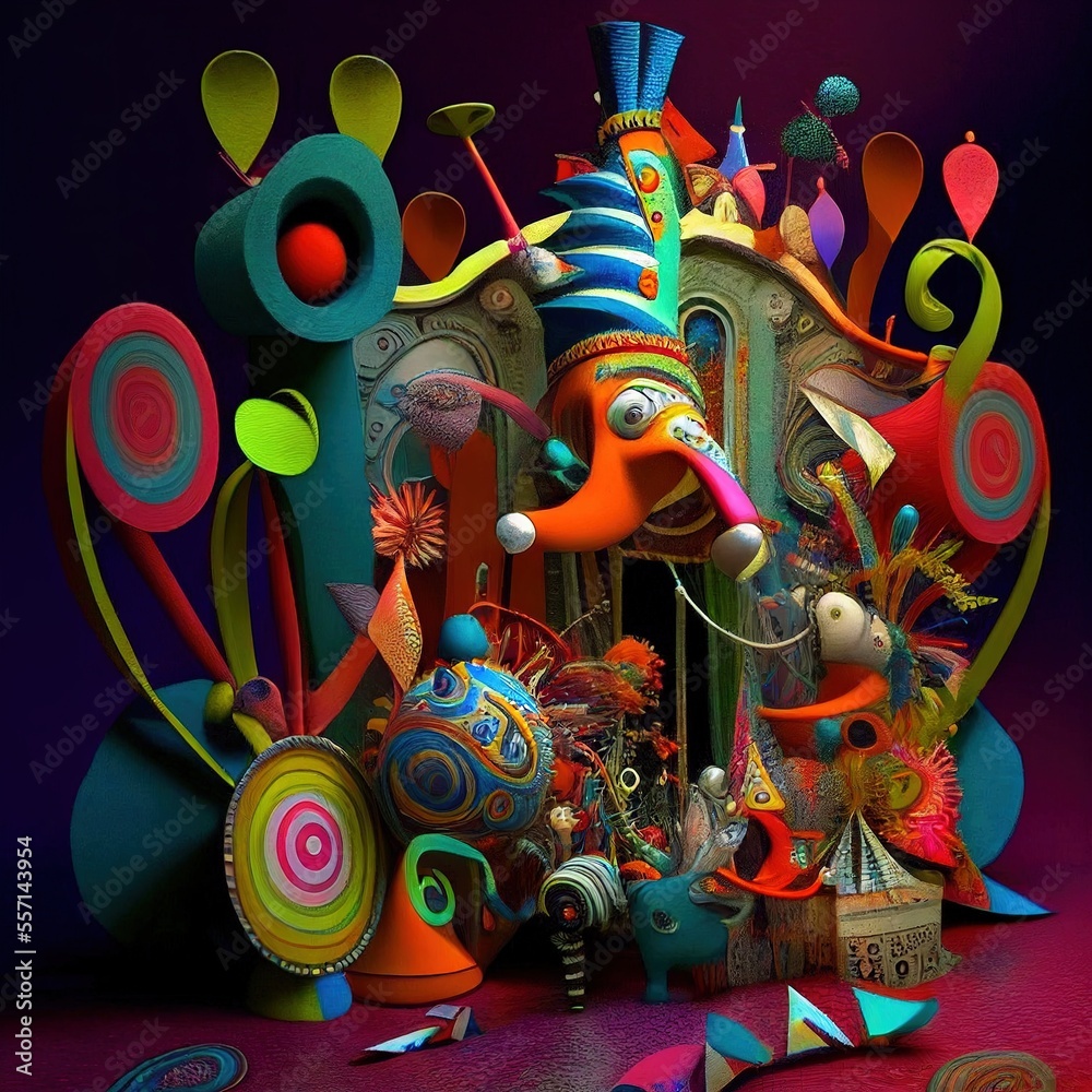 Surreal design of invented colorful creatures, Ai Generative Surreal design of invented colorful creatures, Ai Generative