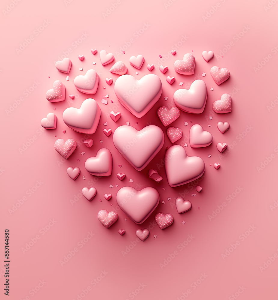 Heart shape for Valentine's day Holiday. Illustration of placard, book about love and girls with copy space.