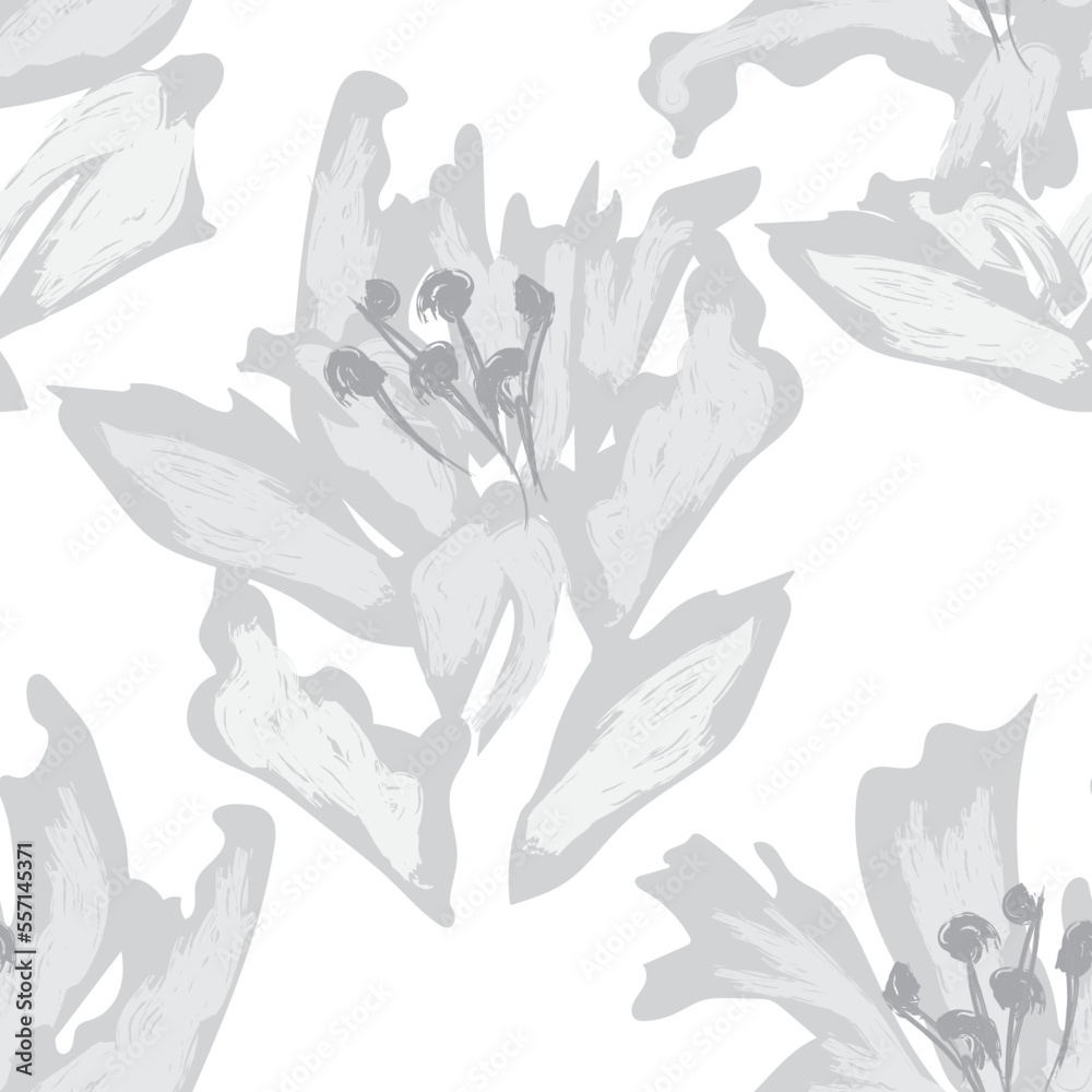 Naklejka premium Floral Brush strokes Seamless Pattern Design