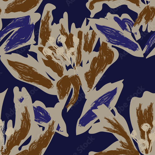 Floral Brush strokes Seamless Pattern Design