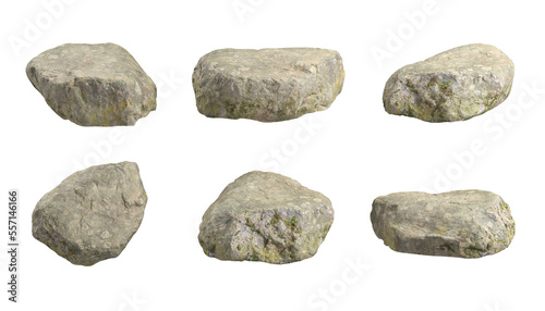 Rock shapes isolate on transparent backgrounds 3d rendering © Krit
