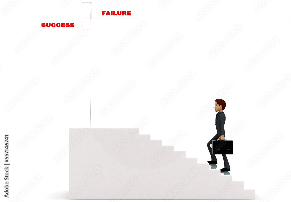 3d man going in direction of success concept 3d man going in direction of success concept