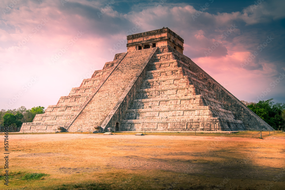 Chichen Itza, Mexico - Famous pyramid El Castillo, Kukulcan ruins of Maya civilization.