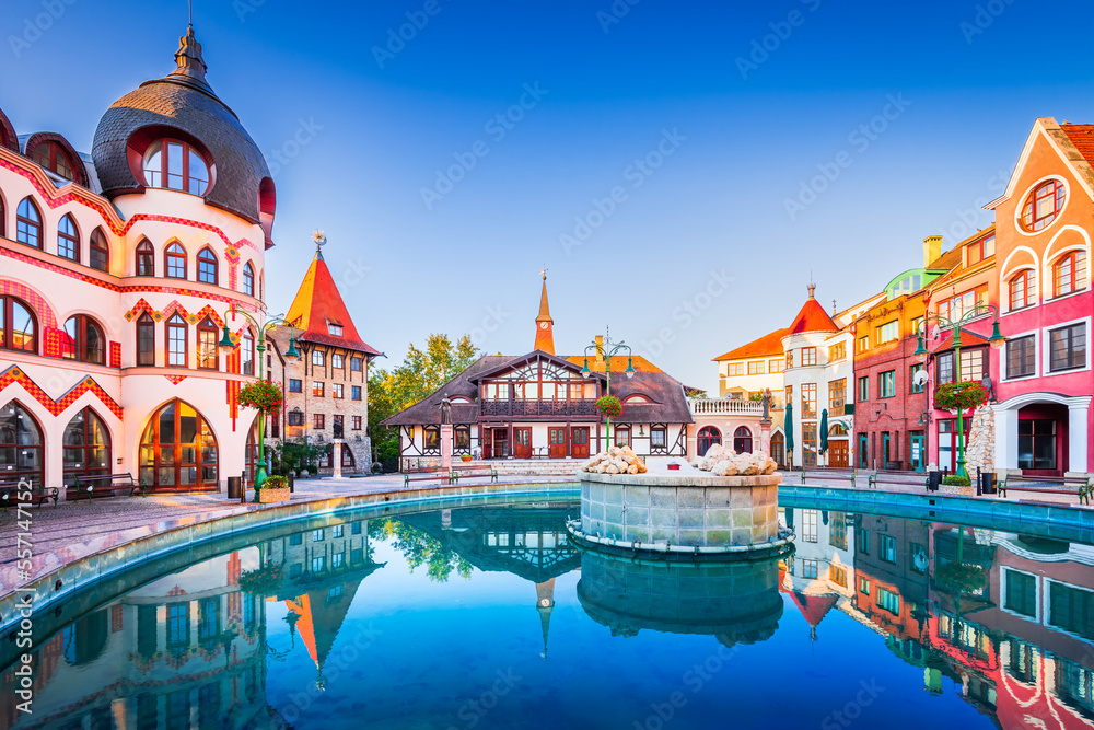Komarno, Slovakia. Downtown square, Courtyard of Europe, slovak travel destination.