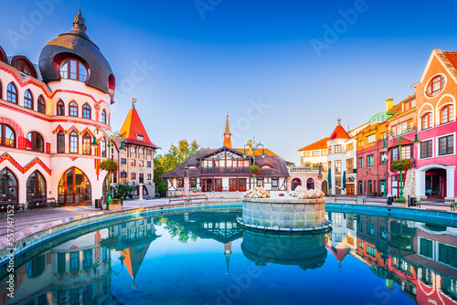Obraz na płótnie Komarno, Slovakia. Downtown square, Courtyard of Europe, slovak travel destination. w salonie