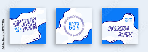 Opening soon square banner collection. Coming soon social media concept.