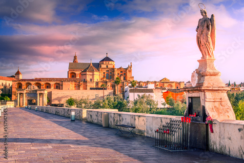 Cordoba, Spain - Roman Bridge and Mezquita Cathedral, symbol of historical Andalucia photo