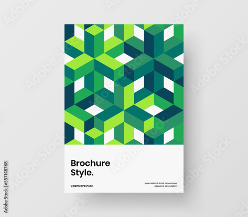 Bright company identity A4 design vector concept. Vivid geometric shapes brochure illustration.