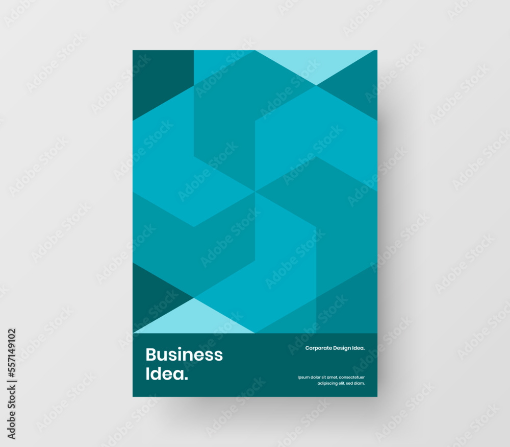 Simple pamphlet design vector layout. Original geometric pattern corporate cover illustration.