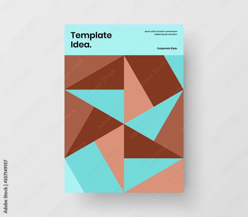 Minimalistic company brochure A4 vector design concept. Creative mosaic pattern magazine cover layout.