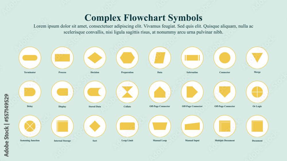 Flat-style complex flowchart symbols. Stock Vector | Adobe Stock