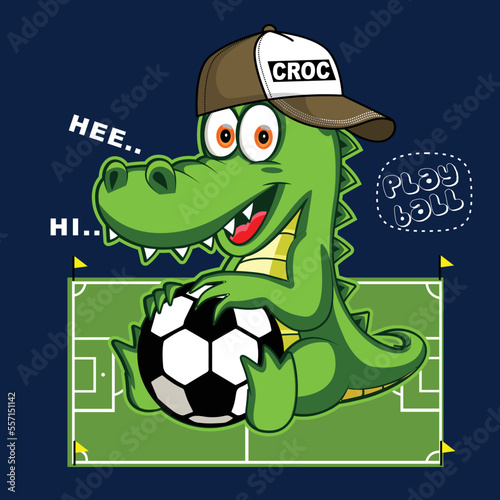 crocodile play ball tee graphic for print illustration t shirt vector art
