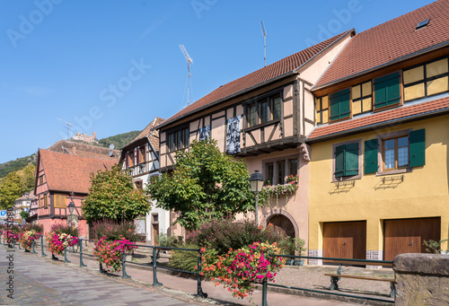 Half-timbered houses in Ribeauville , Alsace, France