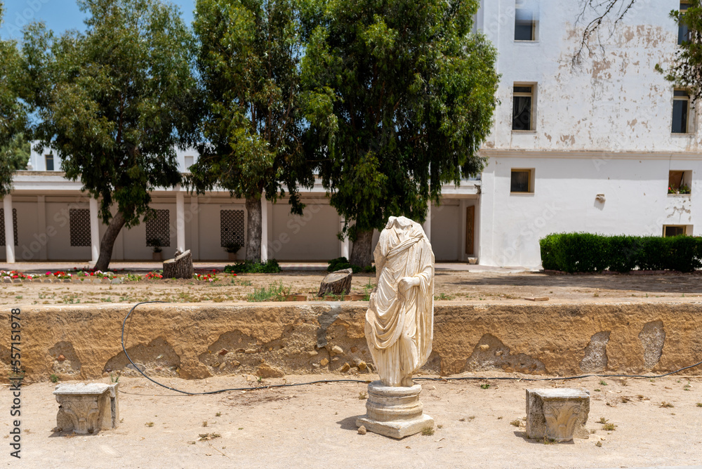 Broken Monument and Statue in Carthage National Museum in Tunisia.