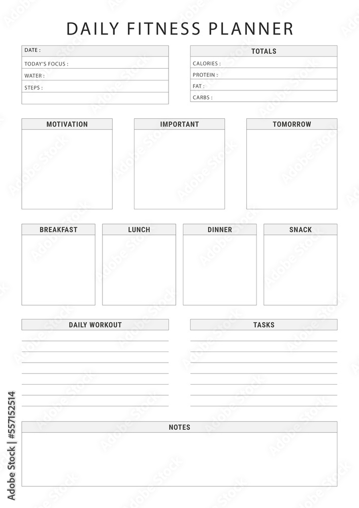 Planner Templates Daily Fitness Planner Planner Templates Daily Fitness Planner