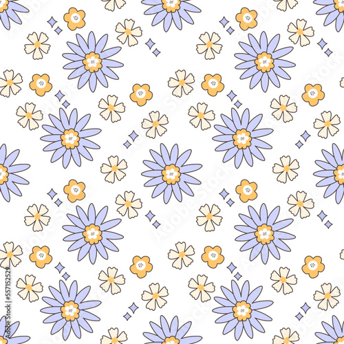 Floral seamless pattern. Delicate pattern with yakrimi decorative flowers. Vector illustration. © Oksana